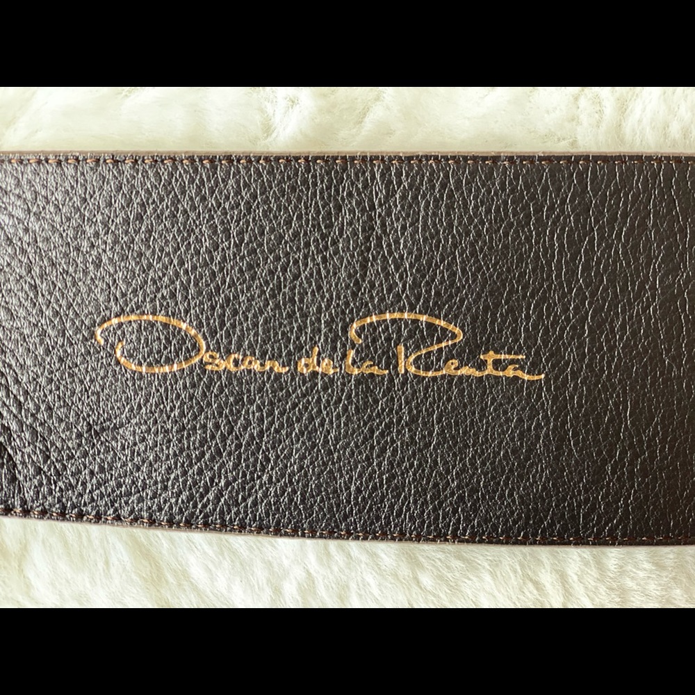 Oscar De La Renta Silver Leather Wide Belt - Picture 8 of 9